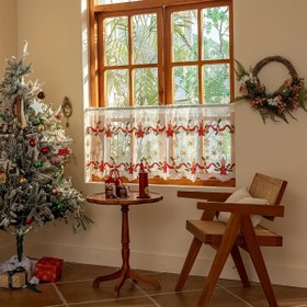 Resim Antika İşlemeli Noel Şeffaf Perde ile Çubuk Cebi - Yarı Şeffaf Polyester Perdeler, Salon, Yatak Odası, Mutfak için - Tüm Mevsim Dekoratif Paneller, Makine Yıkamalı, Dokuma, Sanatsal Tema, Kolay Asma 
