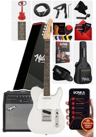 Resim Midex Tlx-50wh-50amp Tele Kasa Gül Klavye 2 Single-coil 50w Amfili Elektro Gitar 