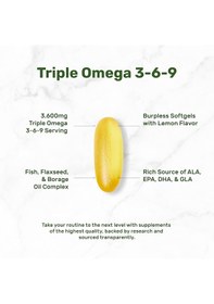 Resim Deal Supplement Triple Omega 3-6-9 Fish Oil With Flaxseed Oil Borage Oils High Epa + Dha 3,600mg 240 Softgels 