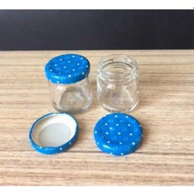 Resim 40 Cc Cam Kavanoz - 10 Adet - Mavi Kalpli Kapak.Mutfak. 