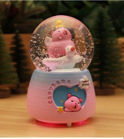 Resim Capybara Kapibara Işıklı Ve Müzikli Kar Küresi Büyük Boy - Pembe 