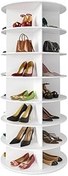 Resim Tokenhigh 7 Katlı Döner Ayakkabı Rafı, 60×60×160 cm Ayakkabı Depolama Düzenleyici Yer Tasarruflu Spinning Shoe Display Lazy Susan, Ayakkabı Dolabı Oturma Odası için 28 Çift Ayakkabı 
