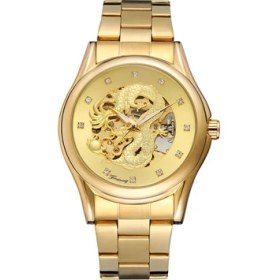 Resim Hanyang Altın Forsınıng Altın Mekanik Saat Içi Boş Kristal Ölçekli Ejderha Mekanik Saat Çelik Kayış Kol Saati Dairesel Saat (Yurt Dışından) 