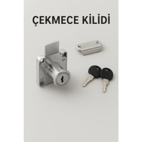 Resim Metal Çekmece ve Dolap Kilidi - 2 Anahtarlı Güvenli Kilit Mekanizması 