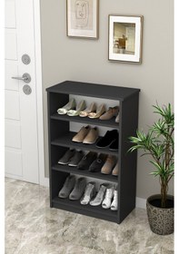 Resim Asra Trend MDF 4 Katlı Açık Raflı Ayakkabılık - 60 cm, Modern,Bot Uyumlu,Çok Amaçlı Düzenleyici,A-31 Antrasit 
