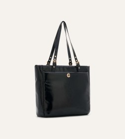 Resim Minore Kırışık Siyah Deri Gold Bebek Çantası 