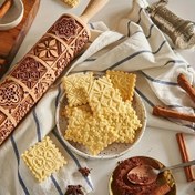 Resim 1 adet Ahşap Kabartma Rulo, 34.98cm x 4.5cm, Noel ve Halloween Baskılı Hamur Rulo, Pizza, Pies, Mantı, Noodle, Mutfak Aletleri, Restoran Ev Pişirme Tedarikleri için 