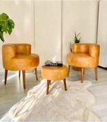 Resim WEBPANYA Çay Seti Ikili Koltuk Berjer Ve Puf Takımı (salon, Balkon, Ofis) 3 Lü Takım 