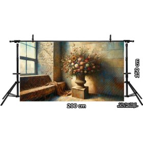 Resim Venspor Vintage Stüdyoda Çiçeklerle Süslenmiş Dekoratif Duvar Örtüsü, Arkaplan 200x150cm, Fon, Duvar Örtüsü 