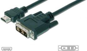 Resim AK-330300-020-S Hdmi <-> Dvi-D Adaptör Kablosu, Hdmi Tip A Erkek - Dvi-D (18+1) Erkek, 2 metre, Hdmi 1.3, UL, siyah renk 