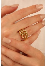 Resim Çgk Çiğdem Gürel Kuyumculuk 3 Sıra Dorikalı Altın Yüzük Yaldız 