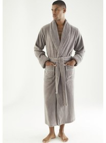 Resim Uzun Şalyaka Triga Bambu Cotton Erkek Bornoz Toupe 