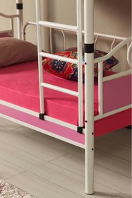 Resim ARGİMO Zümrüt Bebek Çocuk Odası Ahşap Başlık Metal Ranza Ve Karyola 80x160 Beyaz Pembe 