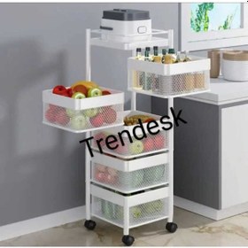 Resim 5 Katlı Metal Beyaz Patates Soğan Sebze Meyve Sepeti Sebzelik Tekerlekli 1017-cn 