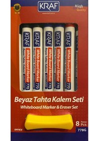 Resim Doldurulabilir Beyaz Tahta Kalem Seti 7'li Ve Tahta Silgisi 3xsiyah+2xmavi+1xkırmızı+1xyeşil+silgi 