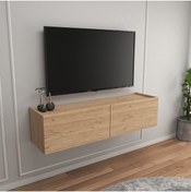 Resim Egecan Mobilya Meşe 120 Cm Tv Ünitesi Tv Sehpası Duvar Rafı Kitaplık 