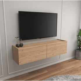 Resim Egecan Mobilya Meşe 120 Cm Tv Ünitesi Tv Sehpası Duvar Rafı Kitaplık 