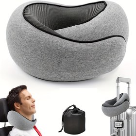 Resim 1 Adet Ergonomik U Şeklinde Seyahat Yastığı Boyun Minderi - %100, Hafif & Taşınabilir Taşıma Çantası ile, Deformasyonsuz Yumuşak Destek Uçak, Araba, Ofis için - Gri, Uçak Konforu, Konturlu Tasarım, Araç Koltuk Minderi, Sadece Elde Yıkama, Yolculuk Gereçleri 