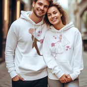 Resim Birlikte Mutluluğa Kapşonlu Sevgili Sweatshirt 