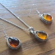 Resim Kadınlar için Vintage Esintili Şeffaf Kahverengi Gözyaşı Kolye ve Küpe Seti - Zarif Altın Tonlu Aksesuarlarla Zinc Alaşım Takı, Rahat Giyim İçin Mükemmel, Rahat Takı | Vintage Esintili Tasarım | Zinc Alaşım Takı 