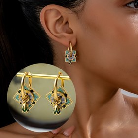 Resim 1 Çift Vintage Elegant Emaye Boyalı Lotus Pod Küpeler, 18K Altın Kaplama Bakır, Reçine Kaplama, Tüysüz, Günlük ve Tatil Giysisi için, Tüm Mevsimler, Kampüs Tatil Aksesuarı 