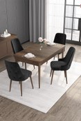 Resim Canisa Concept Roy Serisi 80x132 Mdf Barok Ahşap Desen Masa Takımı Ve 4 Siyah Sandalye 