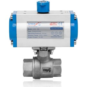 Resim Unox Çift Etkili Pnömatik Aktüatörlü Paslanmaz 2 Parçalı Dişli Küresel Vana 