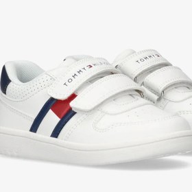 Resim Tommy Hilfiger Flag Velcro Bebek Beyaz Spor Ayakkabı 