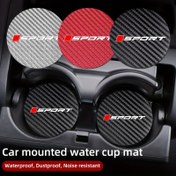 Resim 2 adet otomobil yuvarlak bardak tutucu matı, karbon fiber sentetik deri kaymaz altlık, şık ve kullanışlı, AUDI, BMW, Mercedes-Benz, TOYOTA, HONDA, MAZDA, MITSUBISHI, JEEP, MG için uygun 