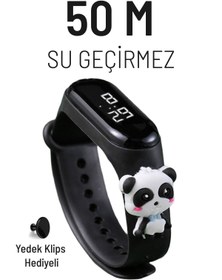 Resim Q-TİME Panda Figürlü Led Dokunmatik Ekranlı Su Geçirmez Dijital Çocuk Ve Genç Kol Saati (siyah) 