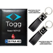 Resim Plakanıza Özel Togg Logolu Siyah Ruhsat Kabı Ve Anahtarlık 