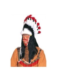 Resim Kızılderili Başlığı Şapkası Kırmızı Beyaz 