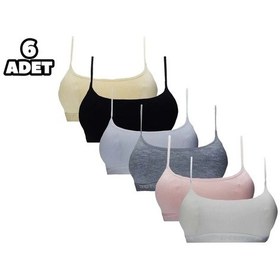 Resim Dondeza 6'lı Paket Askılı Pedli Düz Büstiyer Karışık Renk Asorti 