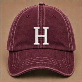 Resim "h" Harfi Isimlere Özel Tasarım Nakışlı Vintage Yıkamalı Beyzbol Şapkası 