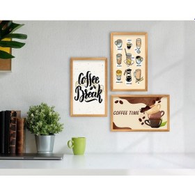Resim Bk Home Coffee Tasarımlı Dekoratif 3’Lü Retro Ahşap Tablo-14 (551047497) 