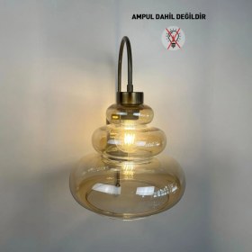 Resim Lily Bal Rengi Cam Aplik Duvar Lambası Modern Otel Cafe Vintage Salon Yatak Odası Merdiven Retro 