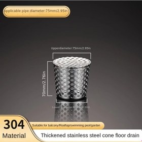 Resim Chuangyinshop 75mm Paslanmaz Çelik Çatı Drenaj Kapağı Tıkanma Önleyici Dış Filtre 