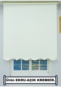 Resim Kalın Keten Stor Zebra Güneşlik Perde Etekli Alüminyum Kasa & Boru, Ithal Kumaş Ekru 