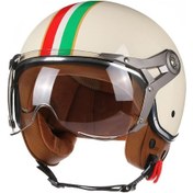 Resim M , L , Xl 3/4 Açık Yüz Motosiklet Retro Motosiklet Kaskları Açık Beyaz 