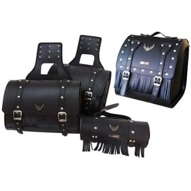 Resim Motosiklet 4'lü Set Deri Yan Heybe Sosis Ve Arka Chopper Çanta 