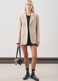 Resim Jun Single-Button Blazer Beige - BEIGE / S 