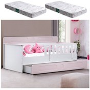 Resim Yavrulu Karyola, Flora Yavrulu Montessori Karyola - Pembe + 2 Adet Comfort Yatak 