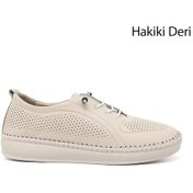 Resim Gönderi R Bej Lastik Bağcıklı Hakiki Deri Comfort Ayakkabı Bej 