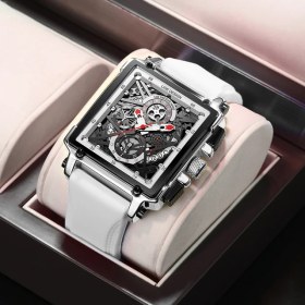 Resim Hanyang Beyaz Lıge Yeni Kırmızı Silikon Erkek Saatler Üst Marka Lüks Izle Erkekler Spor Kronograf Saat Moda Otomatik Tarih Kol Saati Adam + Kutu (Yurt Dışından) 