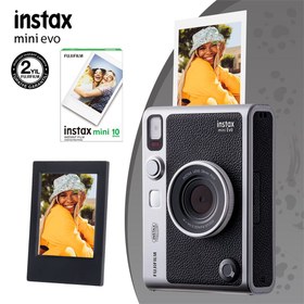 Resim Fujifilm Instax Mini Evo Kahverengi Fotoğraf Makinası 10'lu Film ve Çerçeve 