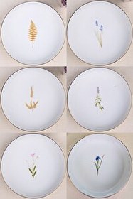 Resim Tabak Evi Porselen Natura Karma 18.50 CM 6'lı Altın Yaldız Çukur Tabak 