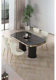 Resim Canisa Galya Serisi Lak Panel 90x168 Sabit Sonata Mutfak Masa Takımı 4 Sandalye Sonata Masa Krem Sandalye 