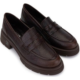 Resim Tamer Tanca Kadın Hakiki Deri Kahverengi Loafer Ayakkabı 33 25525 Bn Ayk Sk25-26 Kahve Jumbo Acı Kahverengi 