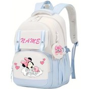 Resim Honeybeeshop E Kişiselleştirilmiş İsimli Disney Minnie Mouse Sırt Çantası Ayarlanabilir Askılar Hafif Naylon Geniş Kapasite Tablet Bölmeli Okul Seyahat Paskalya Hediyesi 40g Geo Black 