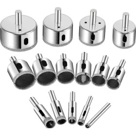 Resim Explosion1 15PCS Elmas Deliği Testere Kiti 6-50MM Içi Boş Çekirdek Matkap Bitleri Cam Taş Karo Şişeleri Matkap Bitleri Set Araçları (Yurt Dışından) 